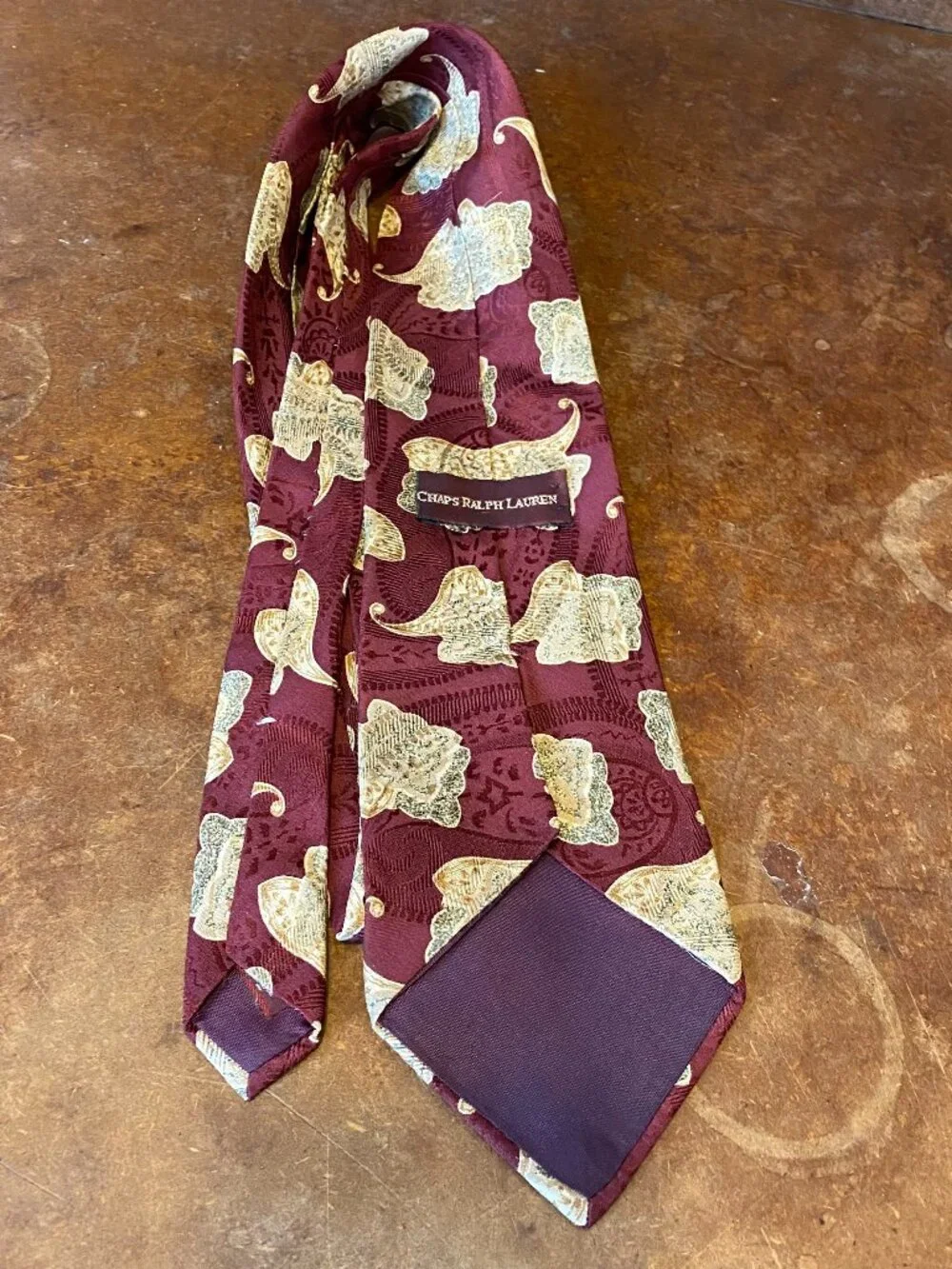 1980s Chaps Ralph Lauren Silk Paisley Elephants Necktie Tie Vintage